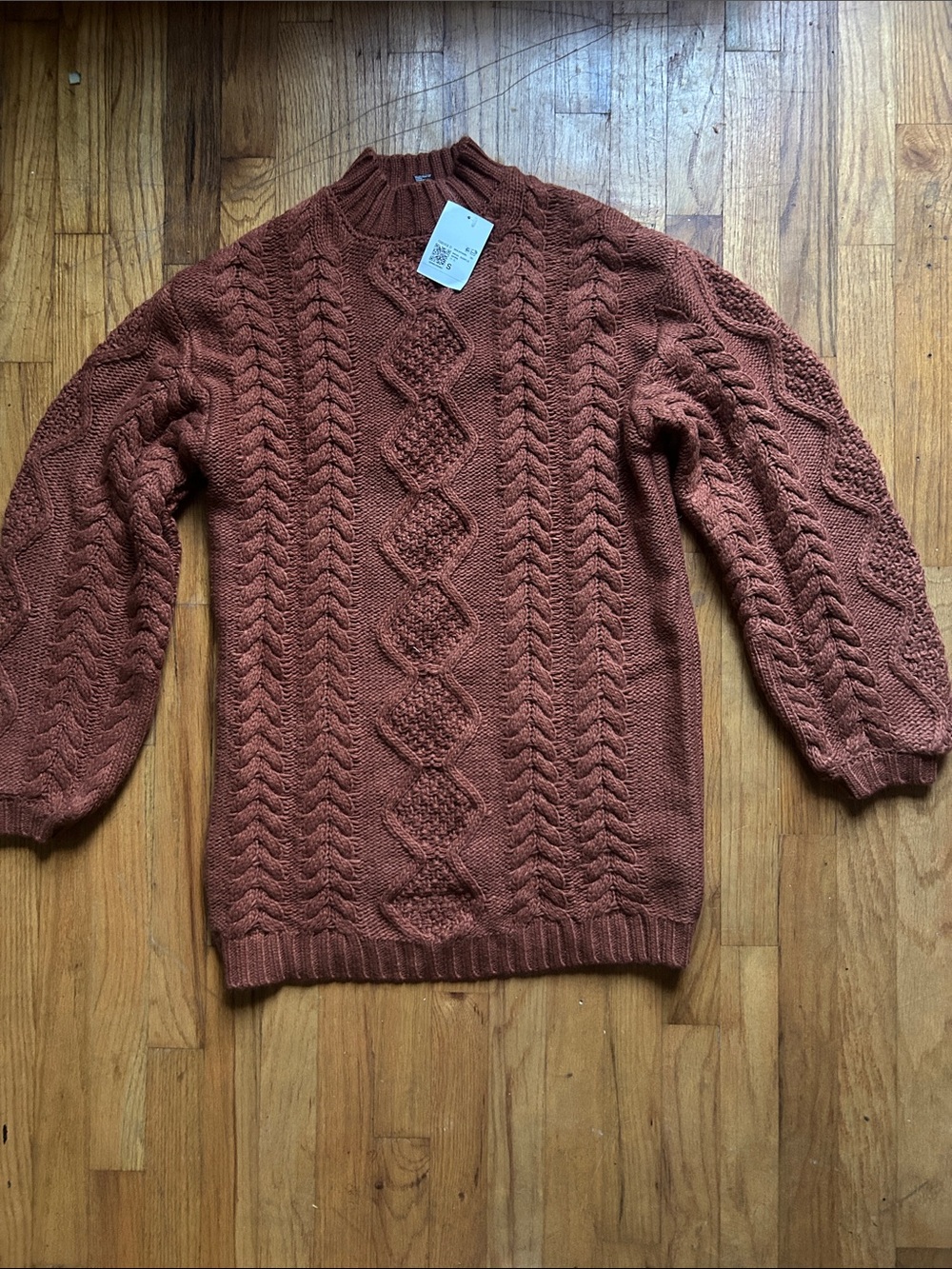 Forever 21 Women's Cable Knit Crewneck Sweater Dress in Rust